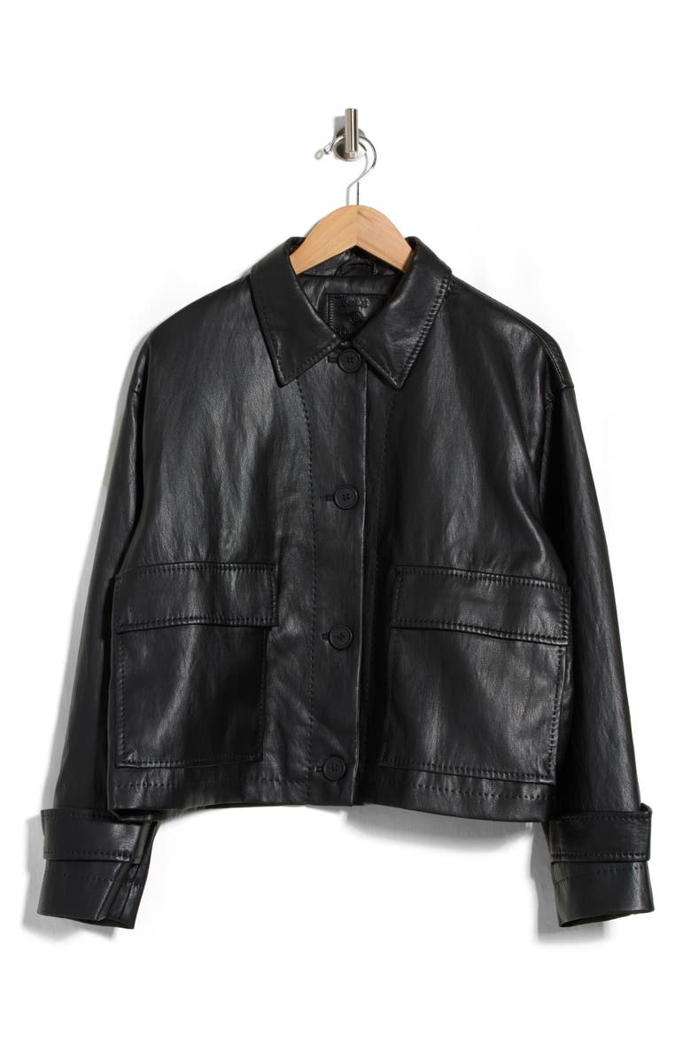 Faux Leather Crop Jacket, Alternate, color, BLACK
