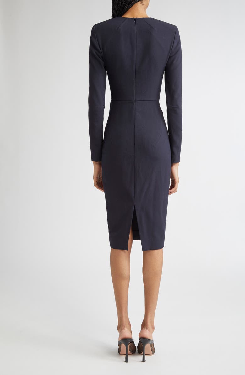 Victoria Beckham Long Sleeve Wool Blend T-Shirt Dress, Alternate, color, Navy