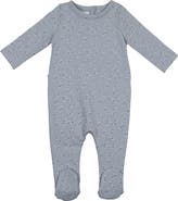 Manière Printed Leaf Stretch Cotton Footie
