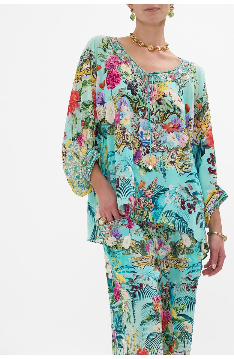 Camilla Raglan Sleeve Blouse With Cuff Gardens Of Queluz, Alternate, color, 