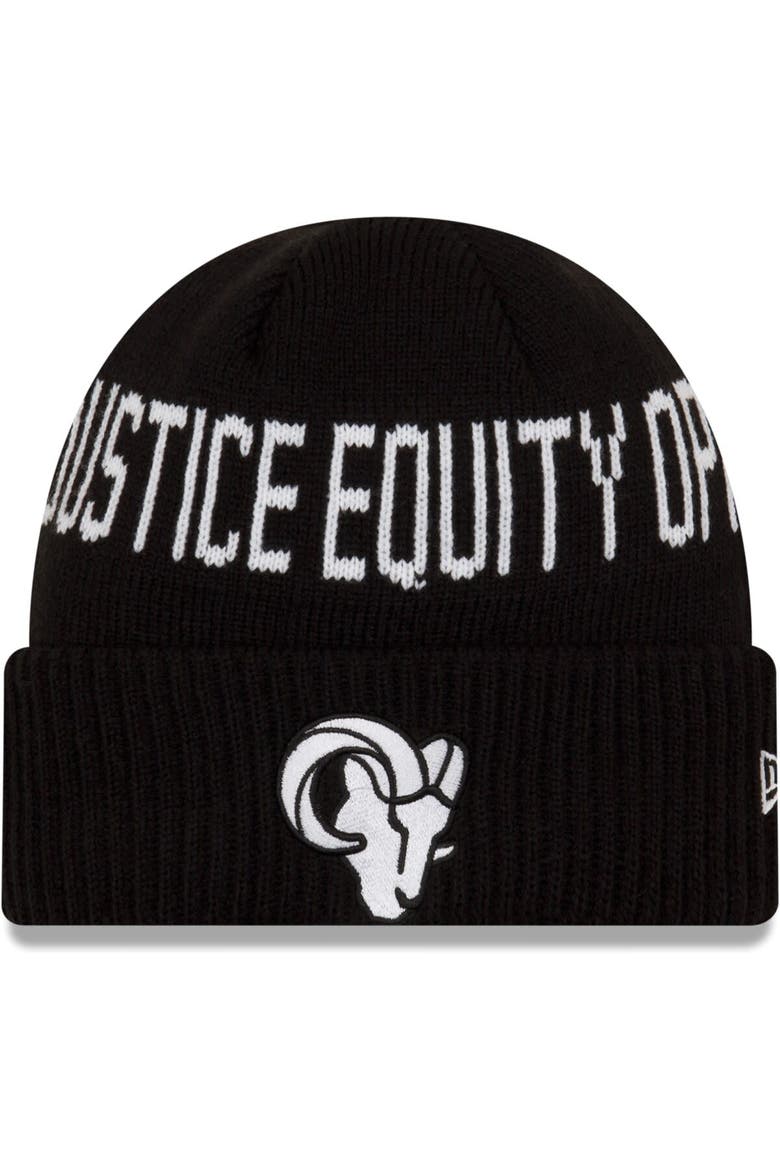 Men's New Era Black Los Angeles Rams Team Social Justice Cuffed Knit Hat, Main, color, Black