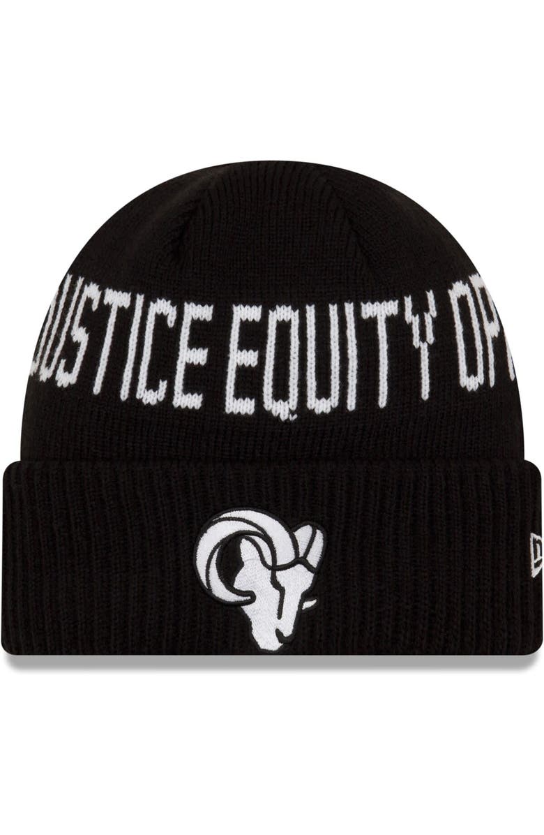 New Era Men's New Era Black Los Angeles Rams Team Social Justice Cuffed Knit Hat, Main, color, 