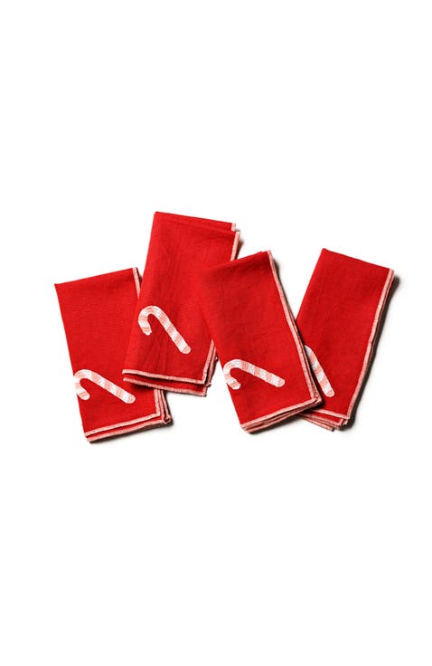 Red Candy Cane Napkins Set of 4