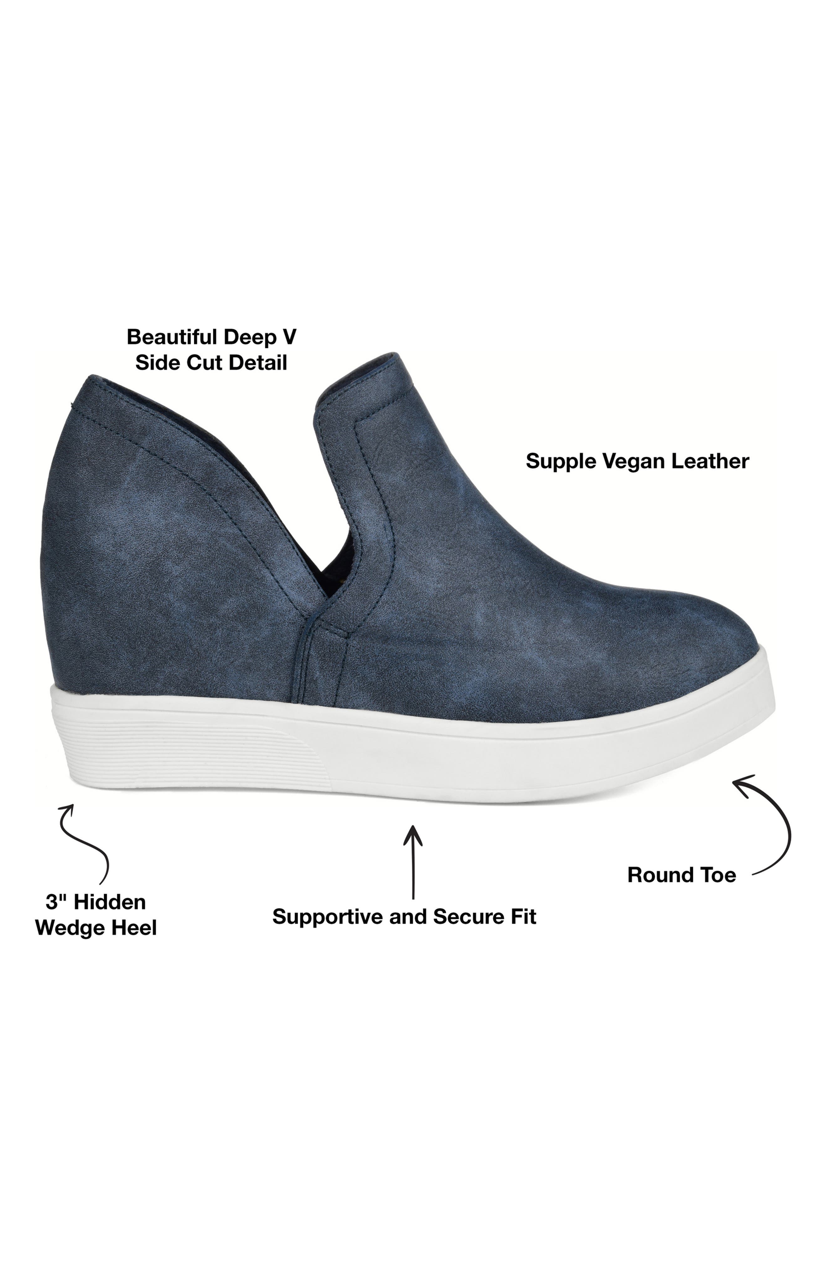 Journee Collection JOURNEE Cardi Wedge Sneaker, Alternate, color, Blue