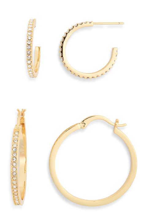 LAUREL HOOP & CHARM EARRINGS - CUBIC ZIRCONIA
