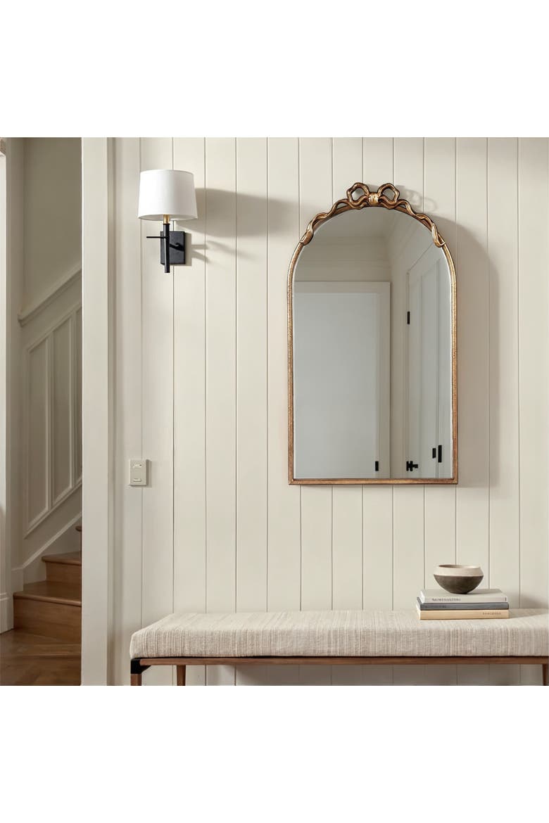 Arched Mirror with Decorative Bow, Alternate, color, Gold
