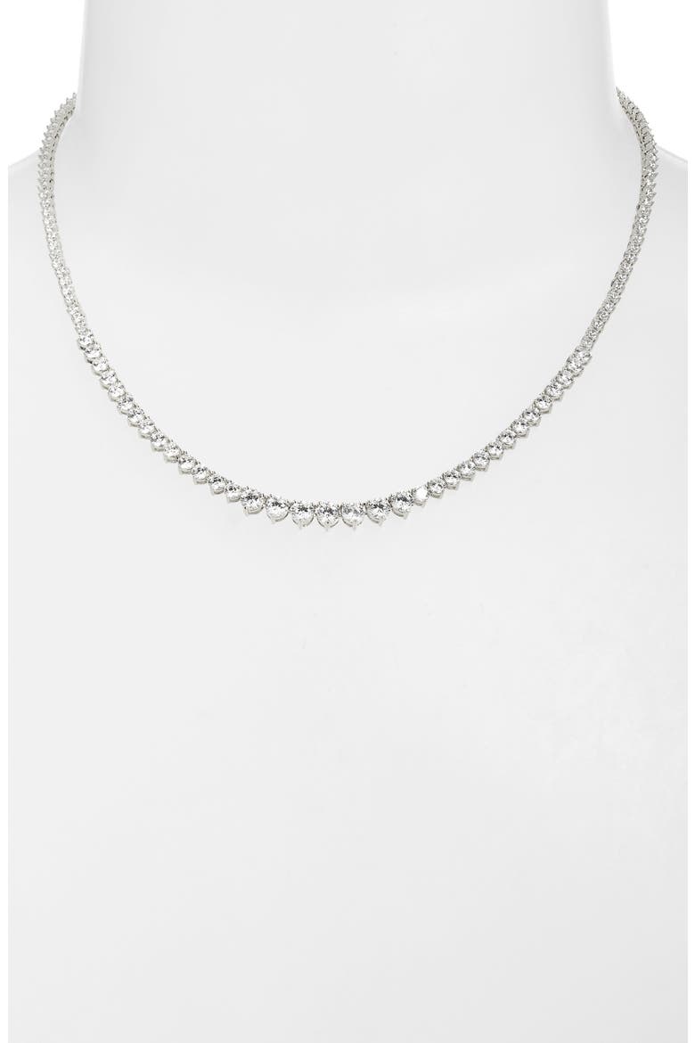 Graduated Cubic Zirconia Tennis Necklace, Alternate, color, CLEAR- SILVER