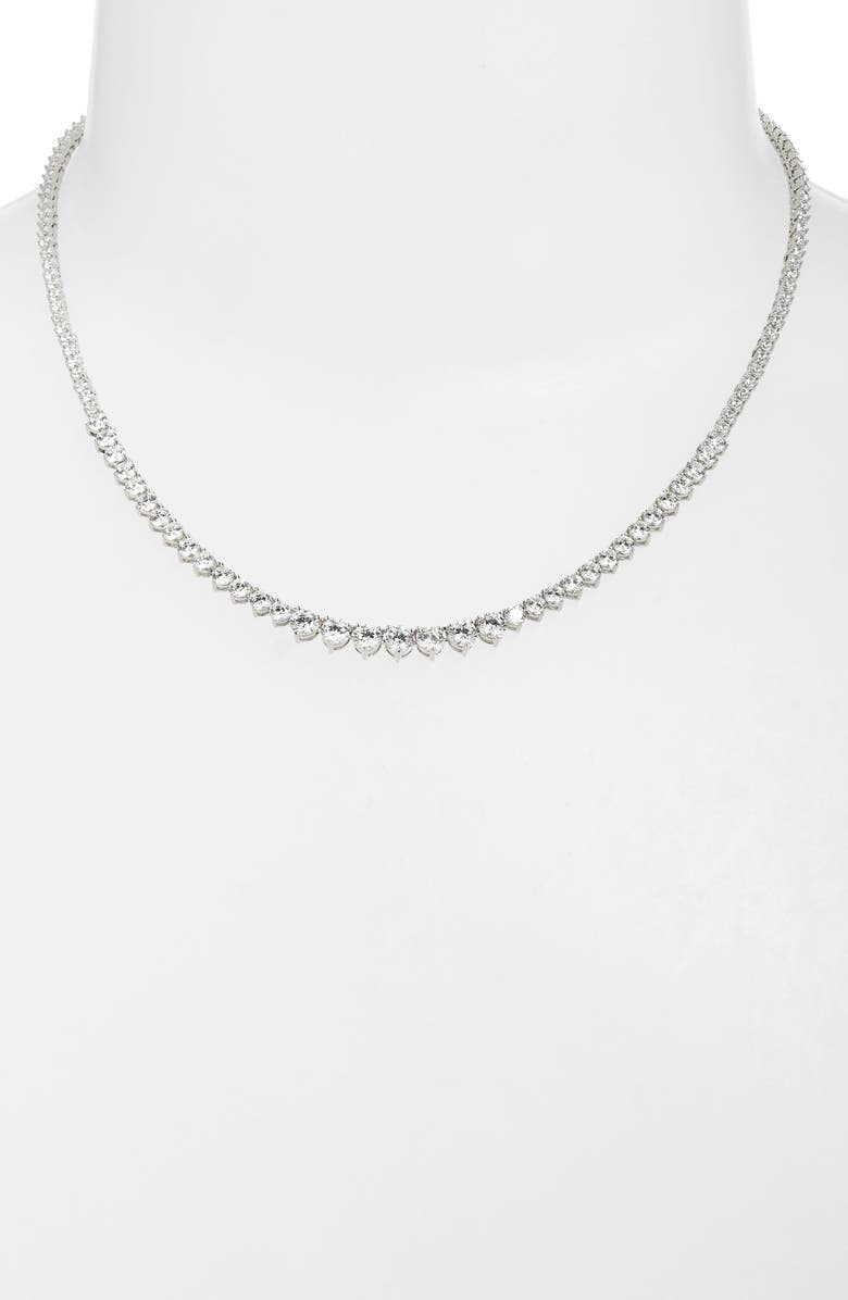 Nordstrom Graduated Cubic Zirconia Tennis Necklace, Alternate, color, Clear- Silver