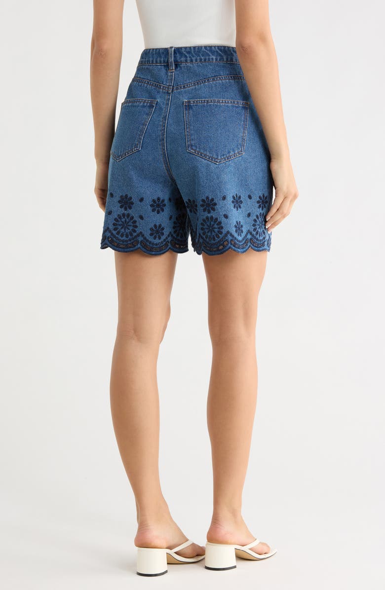 Vigoss Eyelet Trim Denim Shorts, Alternate, color, Dark Wash