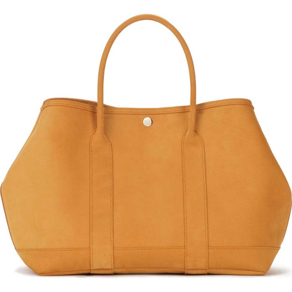 Ezra Arthur Audrey Velvet Leather Tote Bag In Honey