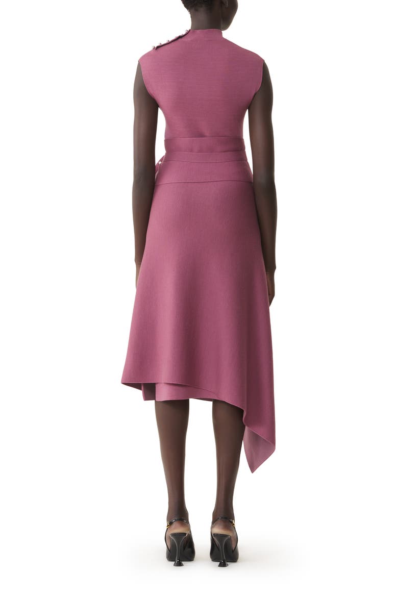 Draped High Collar Dress In Wool, Alternate, color, Automne Pink