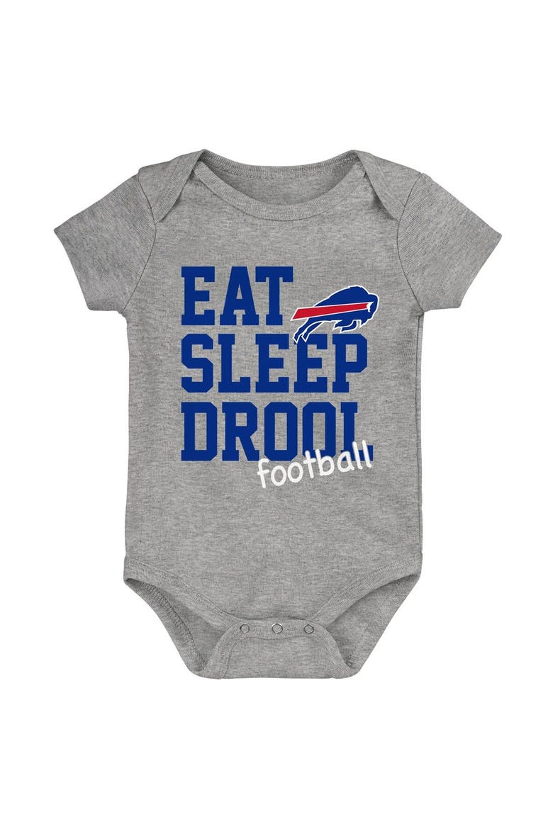 Newborn & Infant Red/Royal/Heather Gray Buffalo Bills Three-Pack Eat, Sleep & Drool Retro Bodysuit Set, Alternate, color, Red