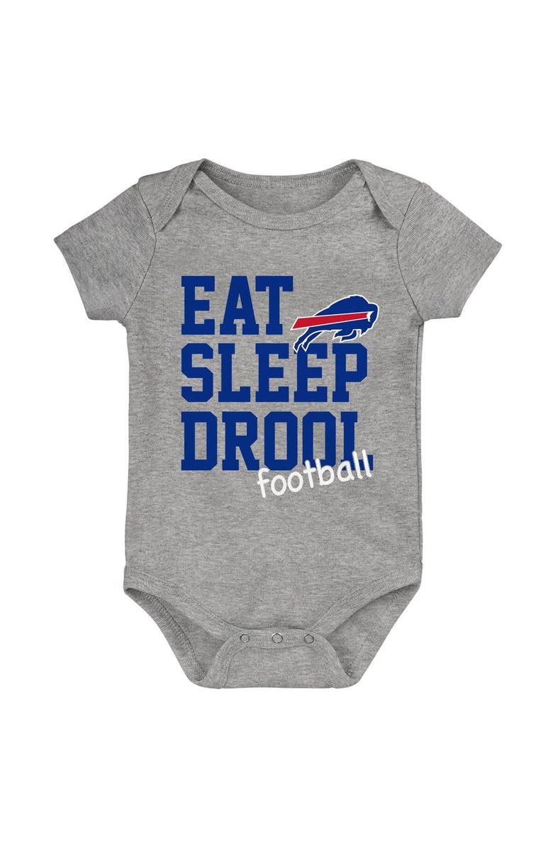Outerstuff Newborn & Infant Red/Royal/Heather Gray Buffalo Bills Three-Pack Eat, Sleep & Drool Retro Bodysuit Set, Alternate, color, Red