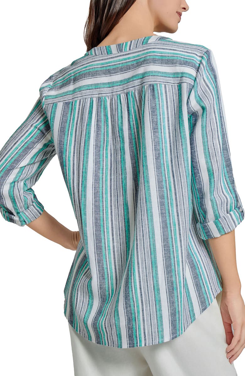 Jones New York Stripe Linen Blend Popover Top, Alternate, color, 
