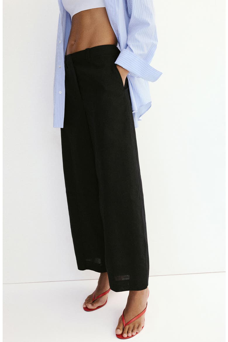 Linen & Cotton Balloon Pants, Alternate, color, BLACK