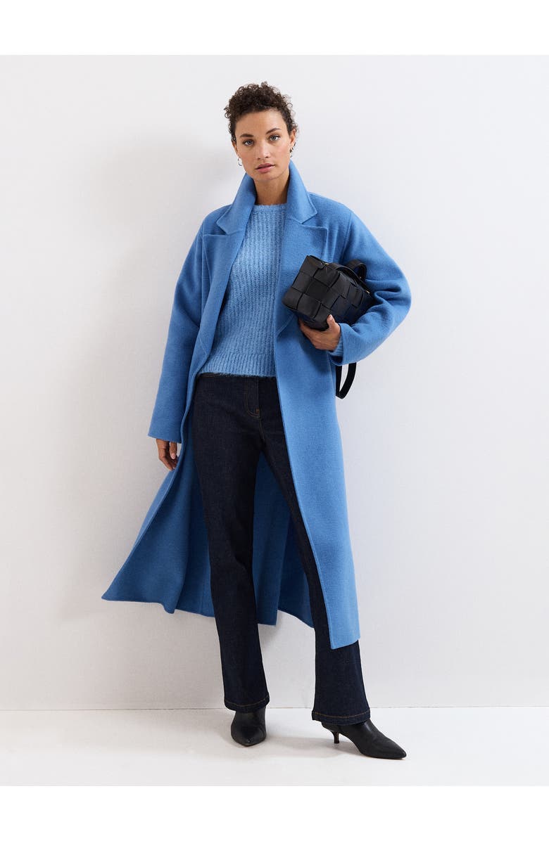 Phase Eight Long Sleeve Belted Wrap Midi Coat, Alternate, color, Blue