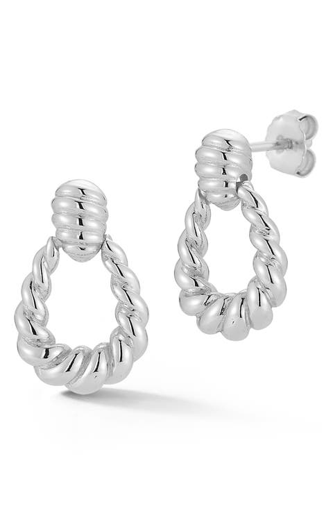 Twisted Doorknocker Drop Earrings