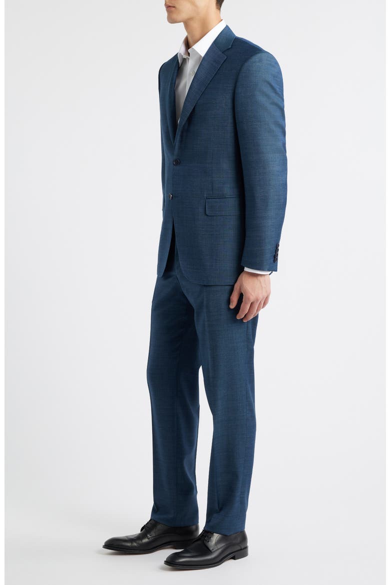 Siena Regular Fit Dark Green Denim Effect Wool Suit, Alternate, color, DARK GREEN