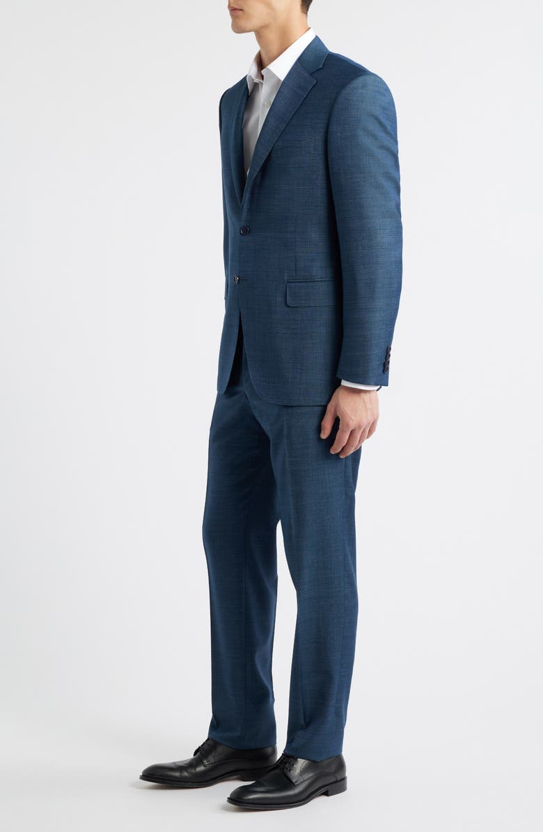 Canali Siena Regular Fit Dark Green Denim Effect Wool Suit, Alternate, color, Dark Green