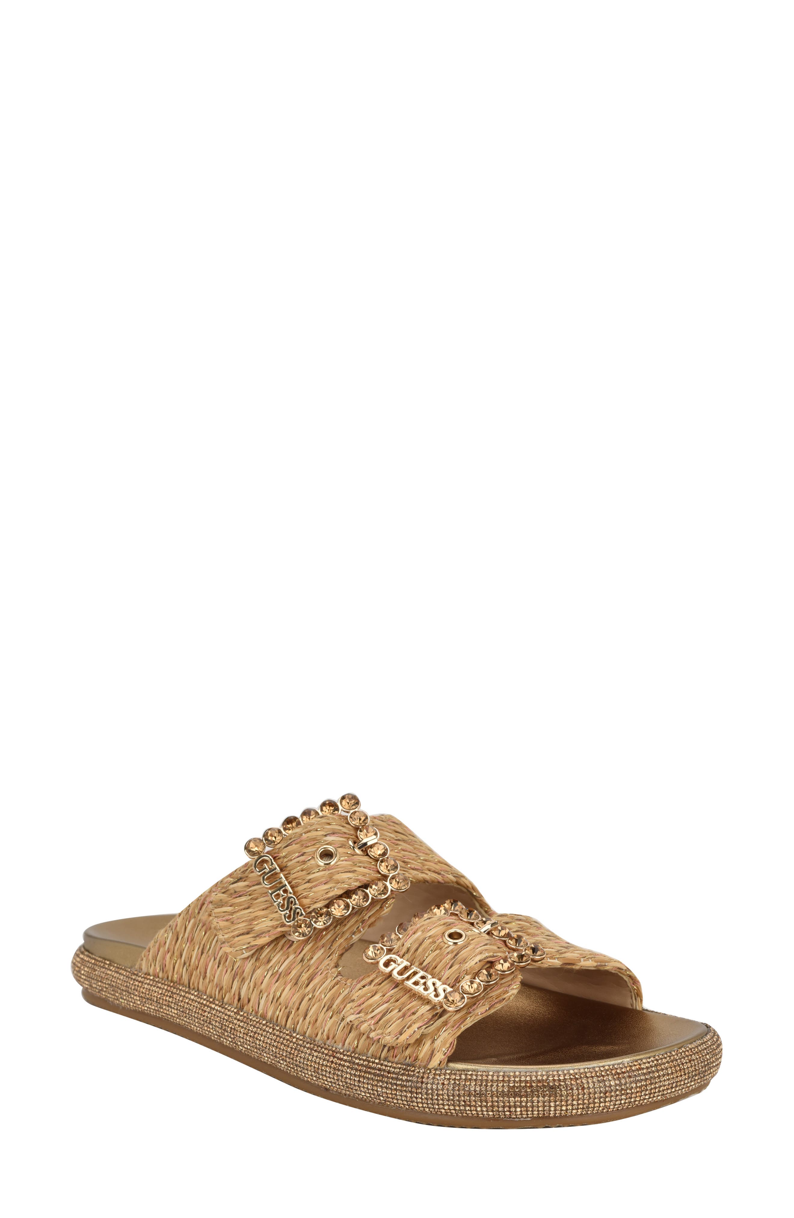 GUESS Funzy Slide Sandal, Main, color, Light Natural