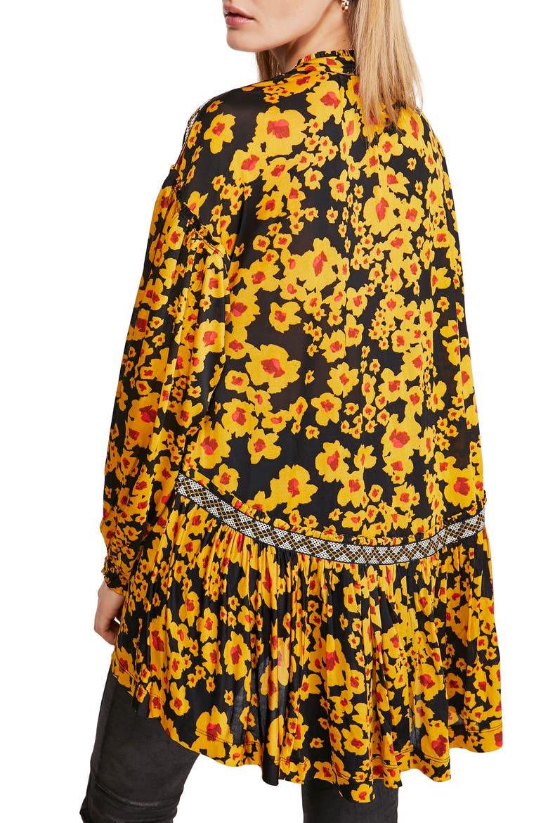 Love Letter Floral Print Tunic, Alternate, color, BLACK COMBO