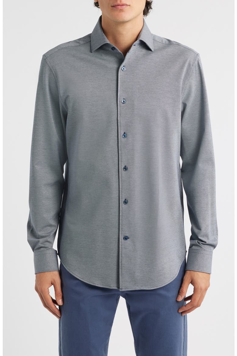 Devon OoohCotton® Button-Up Shirt, Main, color, NAVY