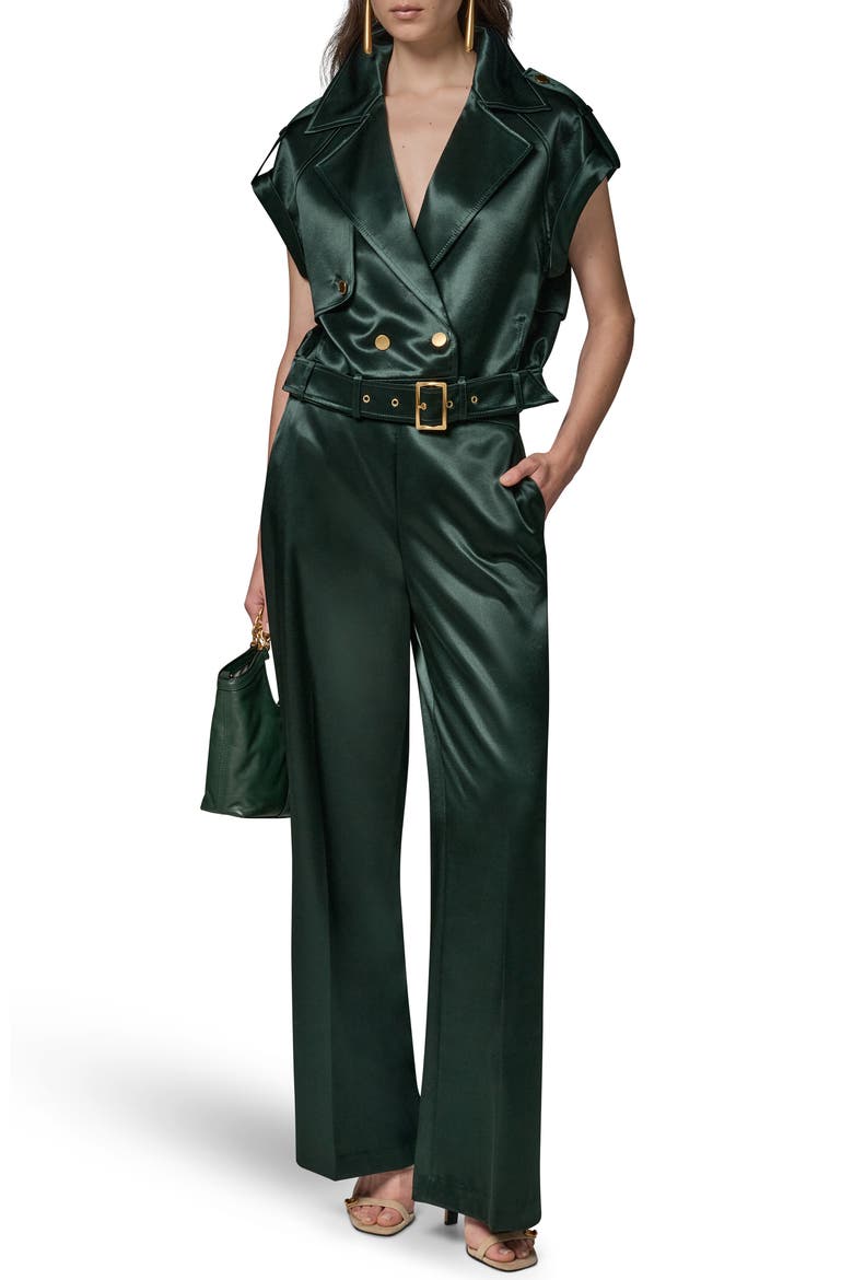 Double Breasted Belted Vest, Alternate, color, BLACK FOREST