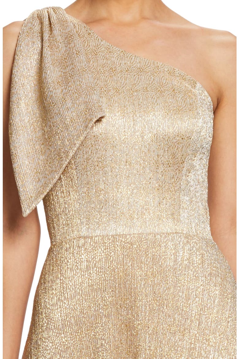 Savannah One-Shoulder Gown, Alternate, color, GOLD