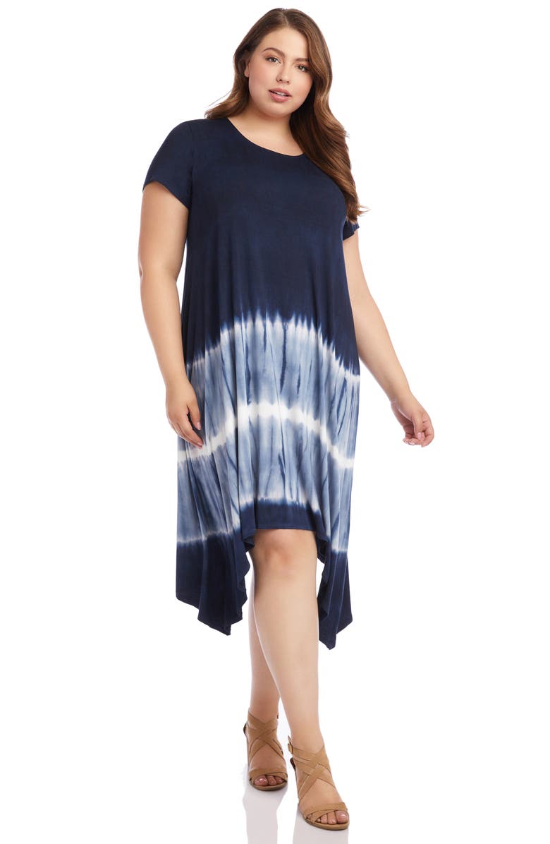 Karen Kane Tie Dye Handkerchief Hem Dress, Alternate, color,