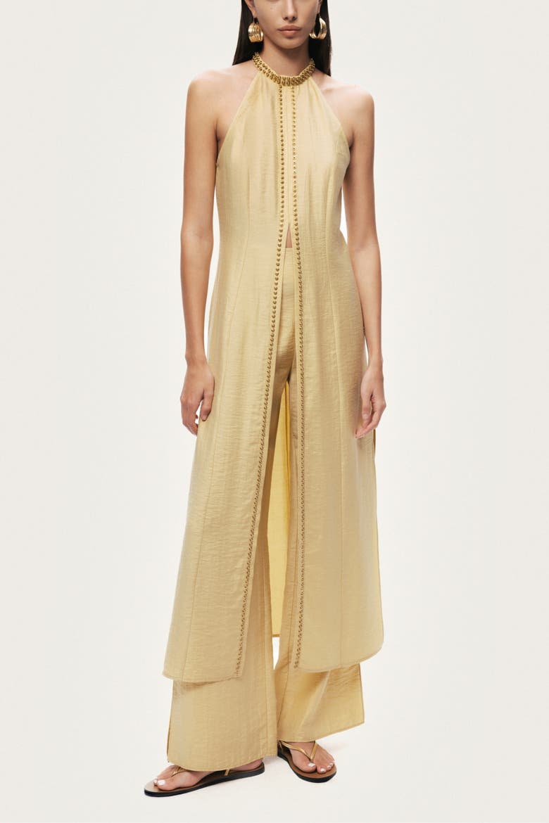 Studded Halter Neck Tunic, Main, color, Yellow
