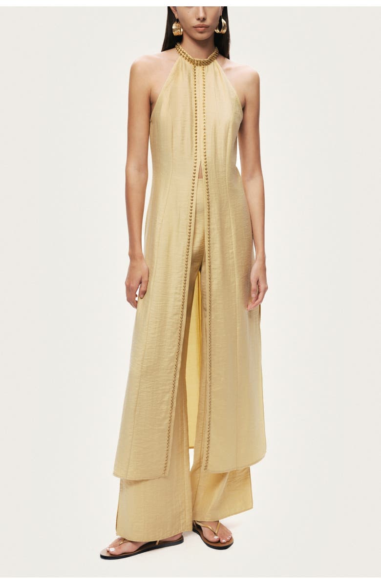 Nocturne Studded Halter Neck Tunic, Main, color, Yellow