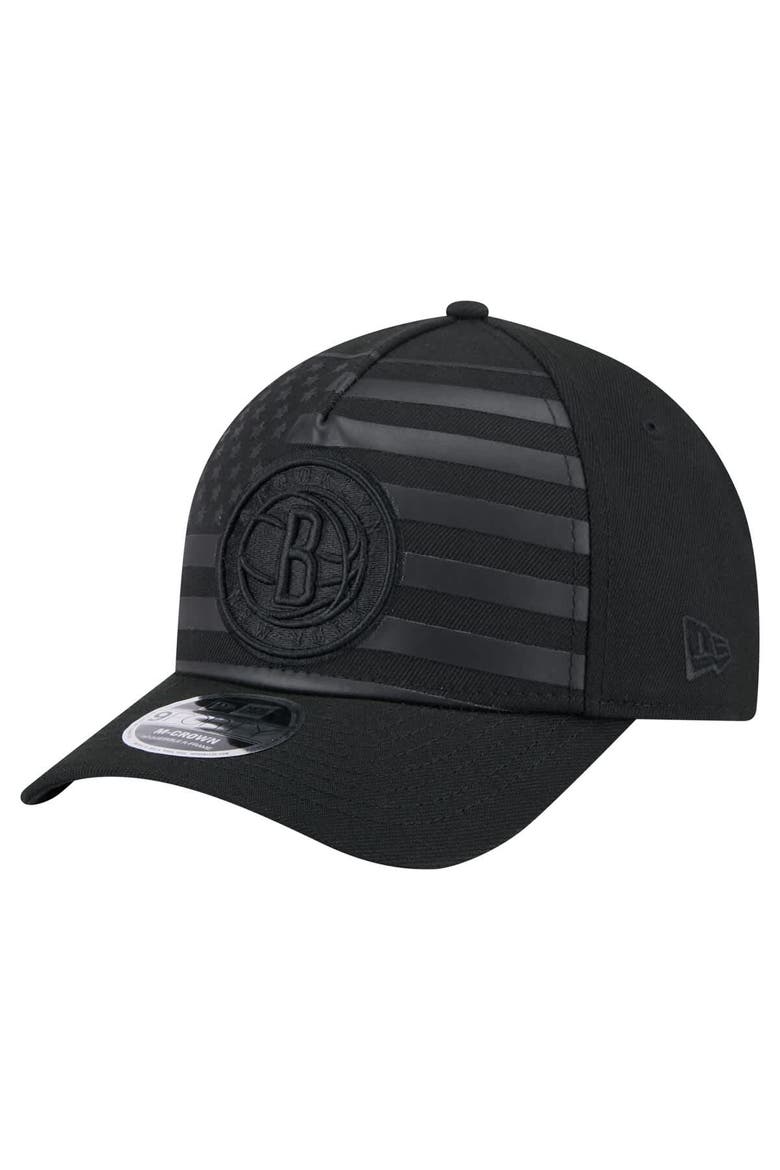 Men's New Era  Black Brooklyn Nets Game Day Flag A-Frame 9FORTY Adjustable Hat, Main, color, Black