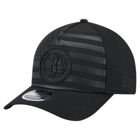 Men's New Era  Black Brooklyn Nets Game Day Flag A-Frame 9FORTY Adjustable Hat
