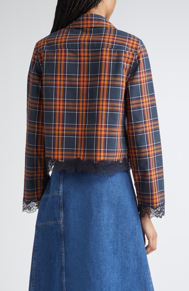 3.1 Phillip Lim Lace Hem Crop Shirt, Alternate, color, Dusk Multi