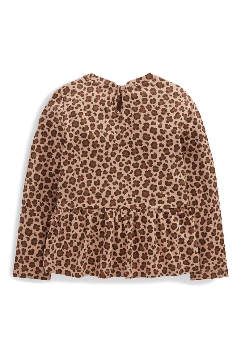 Kids' Long Sleeve Peplum T-Shirt, Alternate, color, BROWN LEOPARD