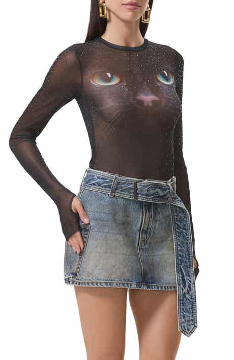 AFRM Kaylee Dew Drop Printed Long Sleeve Mesh Top