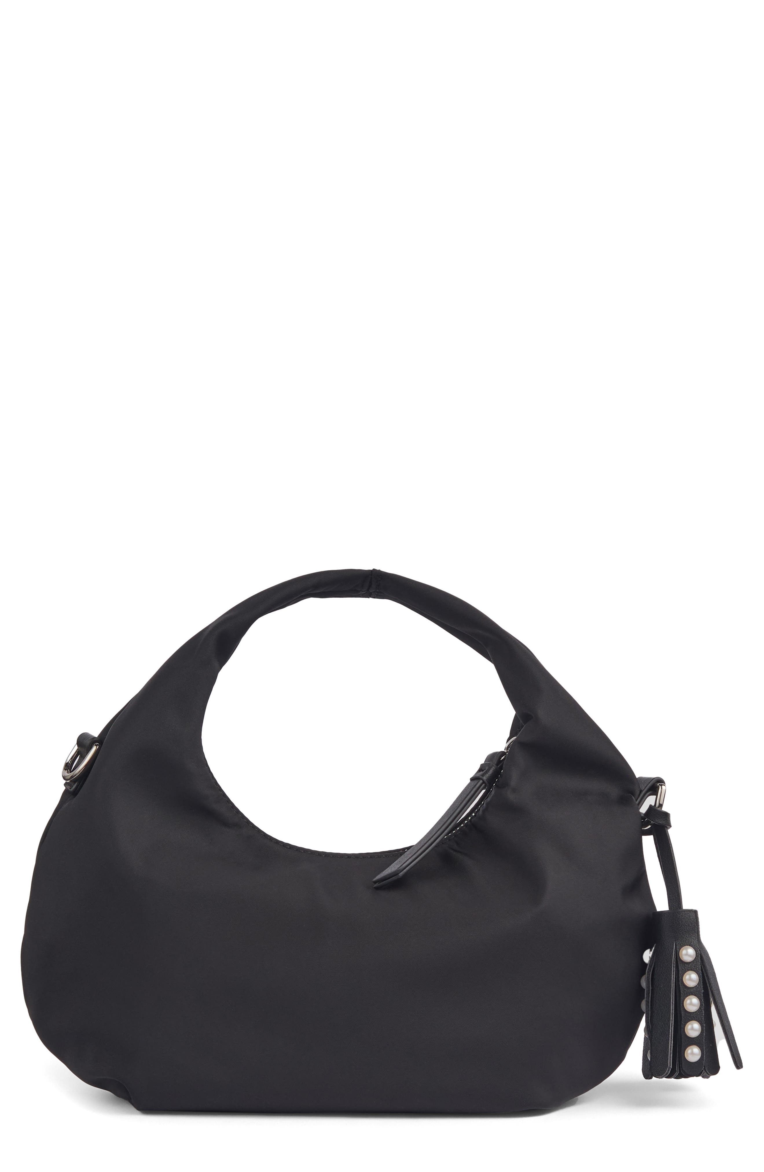 LK Bennett Bow Nylon Grab Bag, Main, color, Black