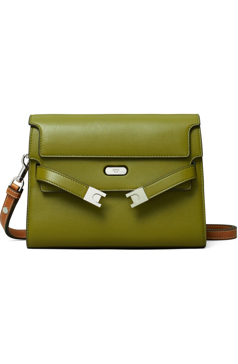 Tory Burch Lee Radziwill Leather Shoulder Bag, Main, color, Matcha Green