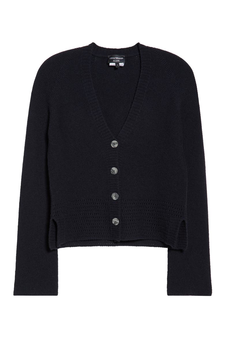 Virgin Wool & Cashmere Cardigan, Alternate, color, SOLID BLUE NAVY