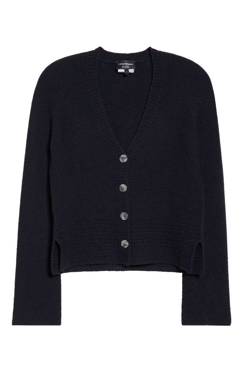 Emporio Armani Virgin Wool & Cashmere Cardigan, Main, color, Solid Blue Navy