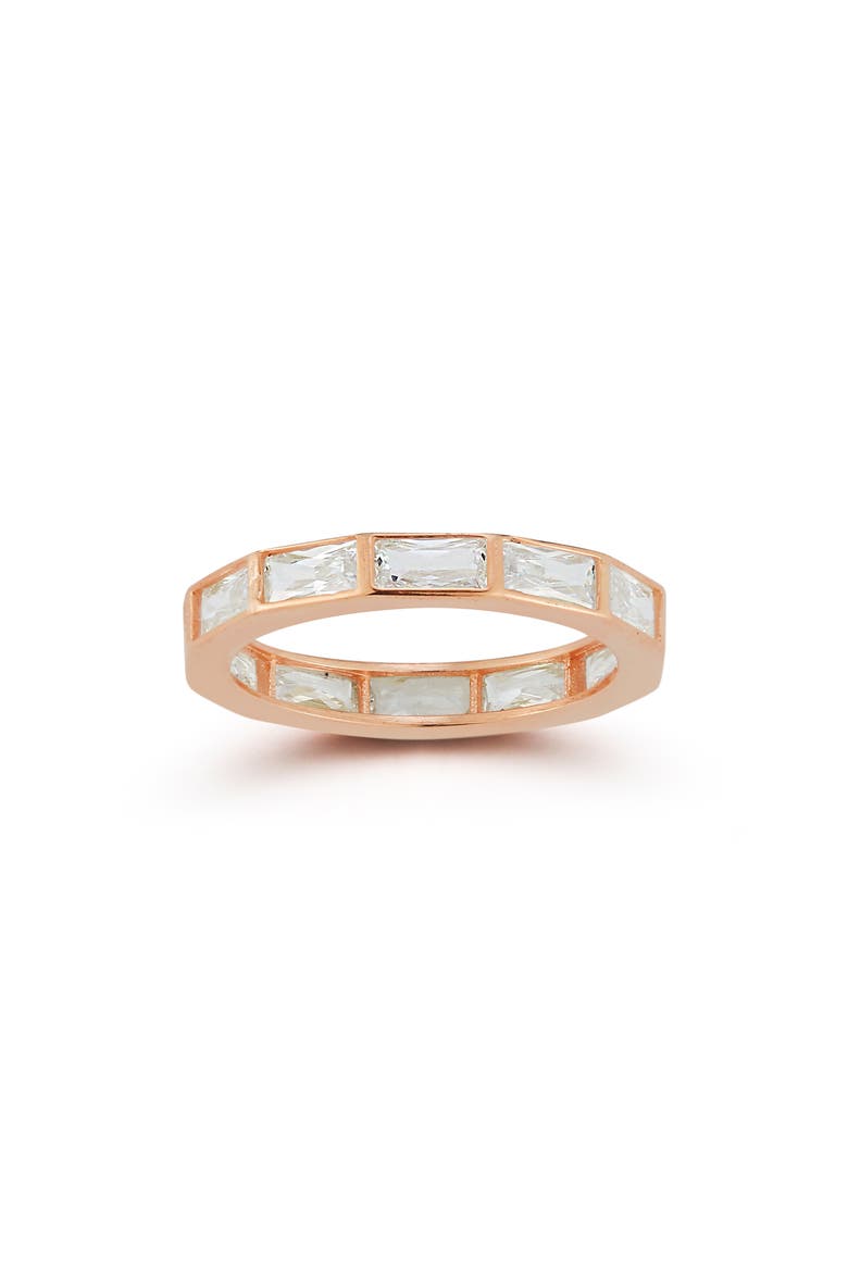 Baguette Cubic Zirconia Eternity Band Ring, Main, color, ROSE GOLD