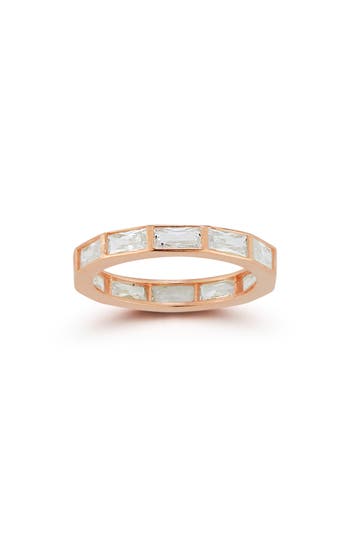 Chloe & Madison Chloe And Madison Baguette Cubic Zirconia Eternity Band Ring In Gold