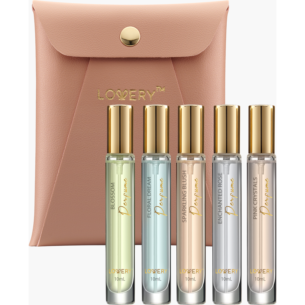 Lovery Eau De Parfum 6-piece Perfumes Set With Leather Pouch In Light Pink