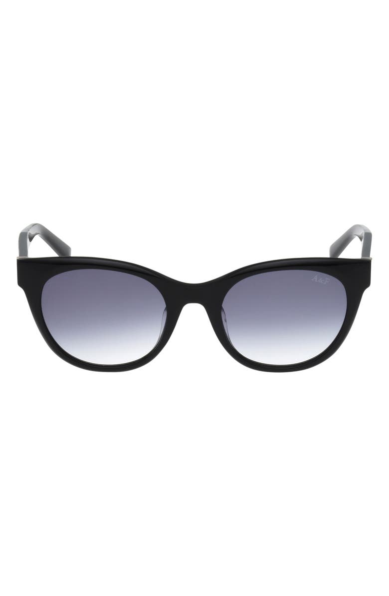 ABERCROMBIE & FITCH 52mm Gradient Cat Eye Sunglasses, Main, color, Shiny Black / Gradient Smoke