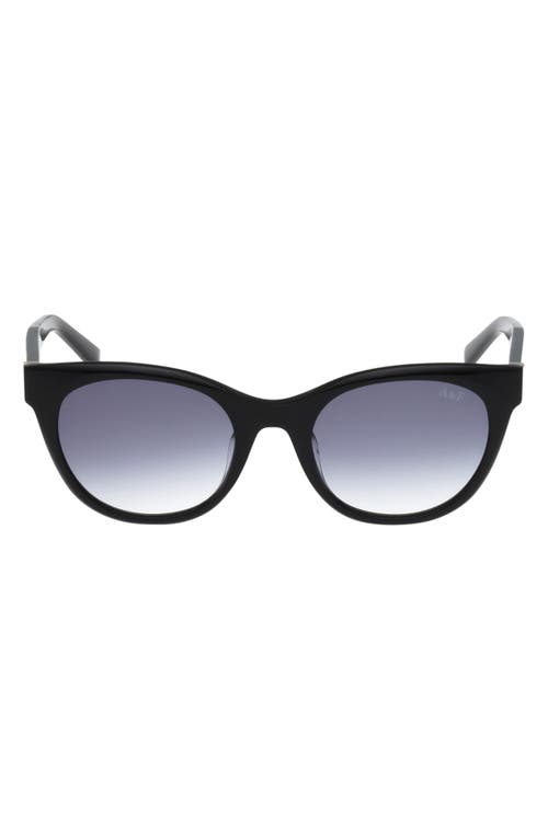 ABERCROMBIE & FITCH 52mm Gradient Cat Eye Sunglasses in Shiny Black /Gradient Smoke 