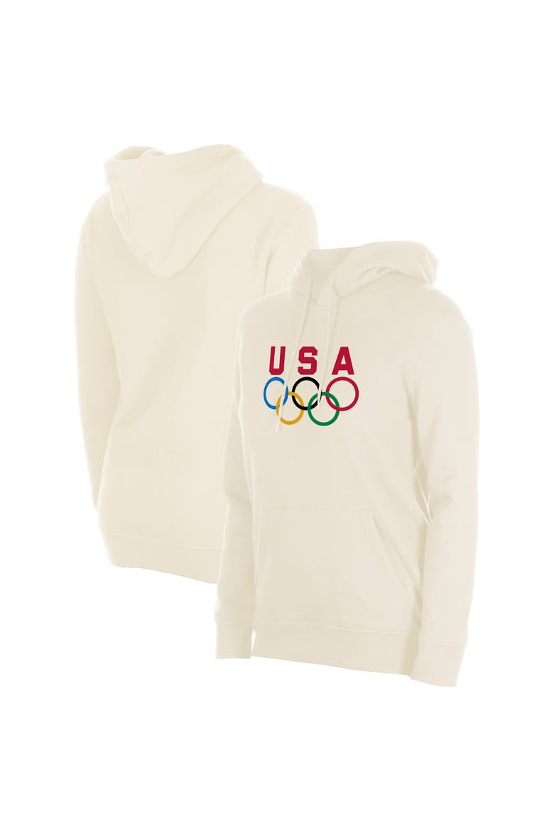 Women's New Era  Cream Team USA 5 Rings Chrome Pullover Hoodie, Alternate, color, Cream