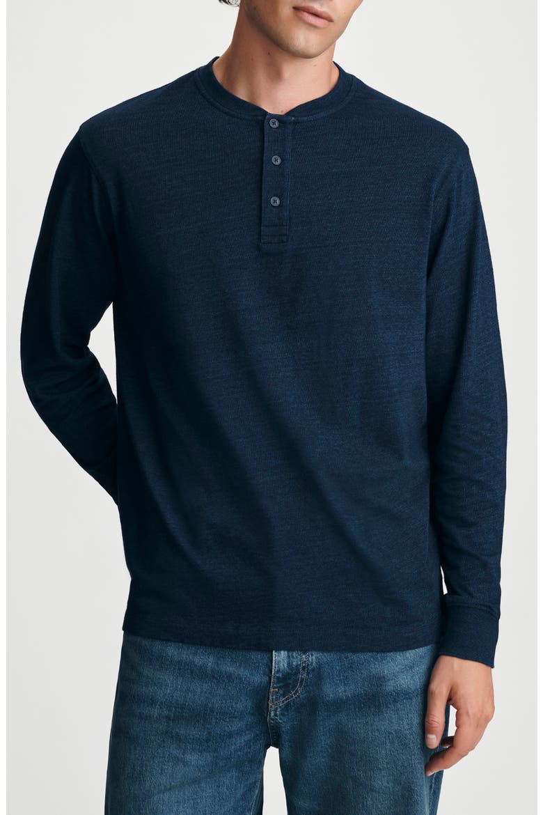 Long Sleeve Slub Cotton Henley, Main, color, DARK INDIGO