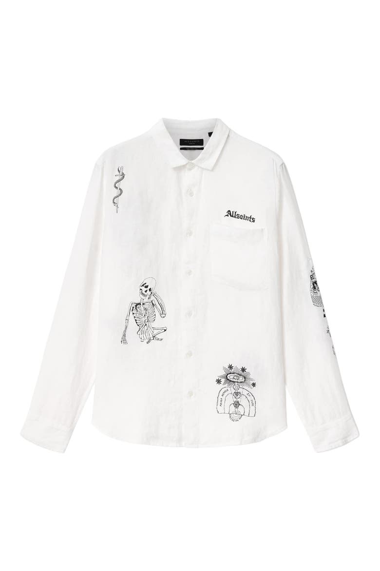 Terror Button-Up Shirt, Alternate, color, WHITE