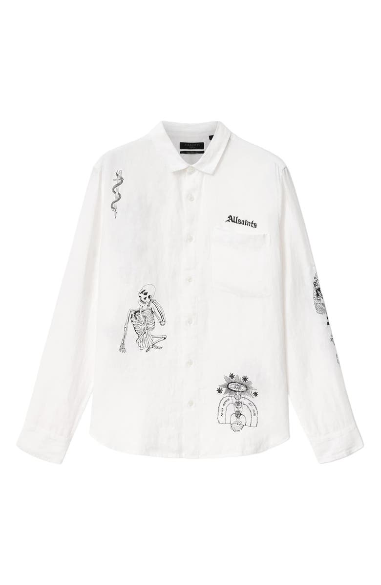 AllSaints Terror Button-Up Shirt, Alternate, color, White