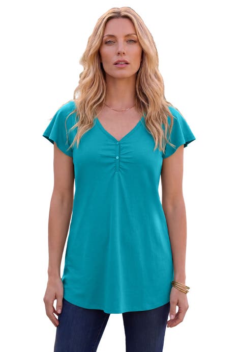 Plus Size Cotton Ultimate Flutter Sleeve Sweetheart Tee (Plus)